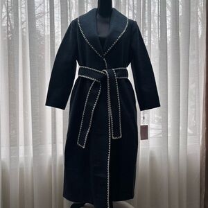 Avec Les Filles Charcoal Coat with Subtle White Accents